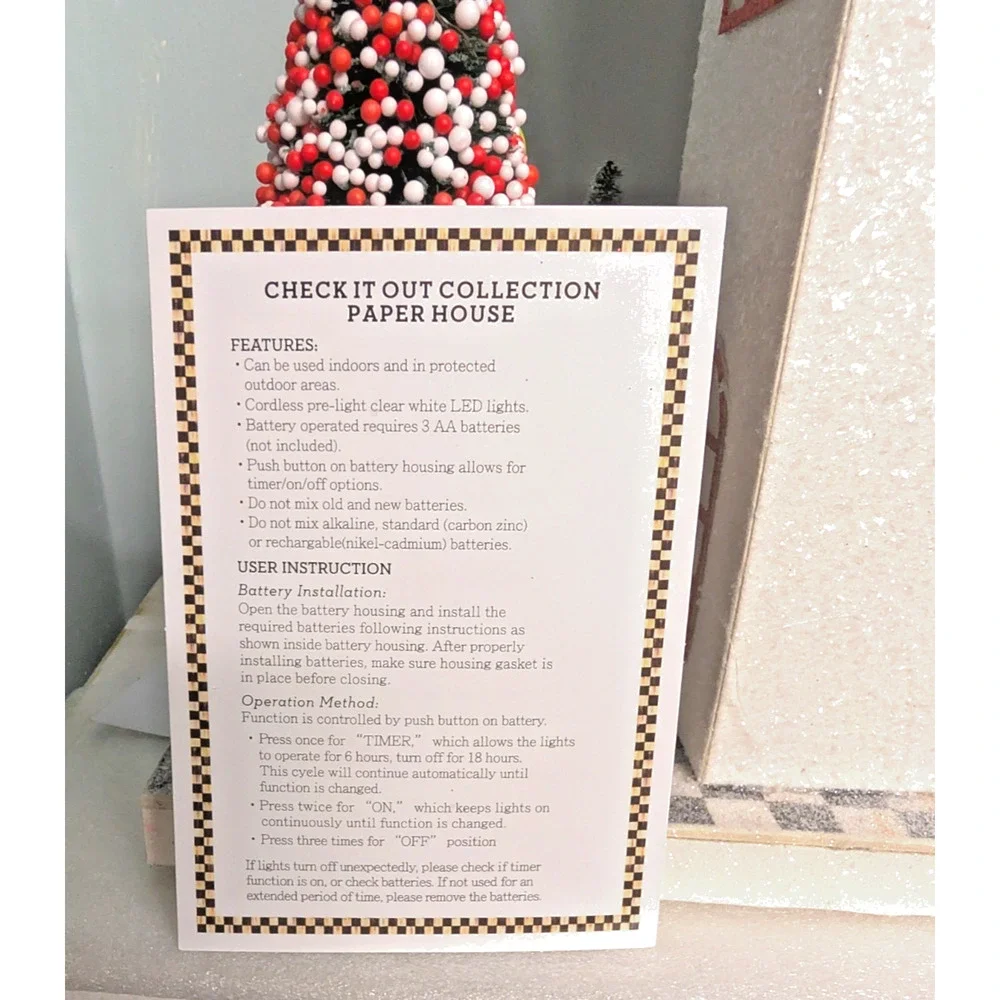 Mackenzie Childs Check It Out Illuminated Sweet Shop Paper House Sterling 10.5
